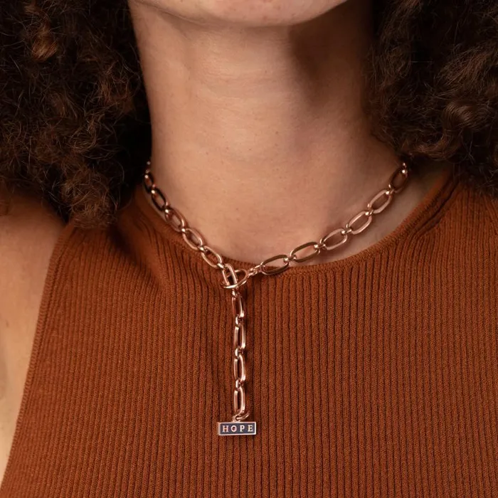 039Hope039 Charm Toggle Necklace Shiny Rose Gold Women Alex And Ani Spiritual Religious