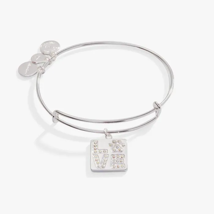 039LOVE039 Pave Paw Print Charm Bangle Bracelet Silver Women Alex And Ani Iconic Alex And Ani 039LOVE039 Pave Paw Print Charm Bangle Bracelet Silver Women Alex And Ani Iconic Alex And Ani