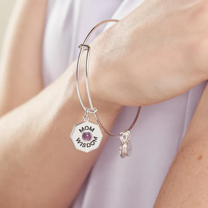 039Mom Wisdom039 Amethyst Charm Bangle Bracelet Silver Women Alex And Ani Love