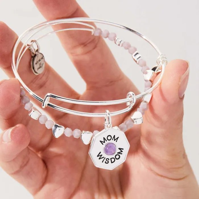 039Mom Wisdom039 Amethyst Charm Bangle Bracelet Silver Women Alex And Ani Love