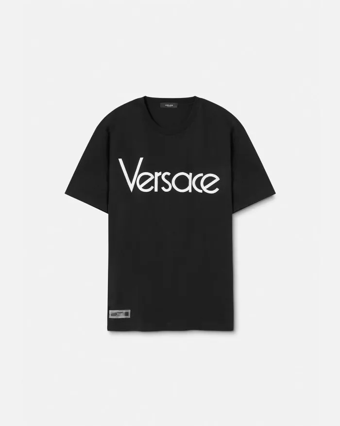 1978 ReEdition Logo TShirt Black Men Versace TShirts and Polos