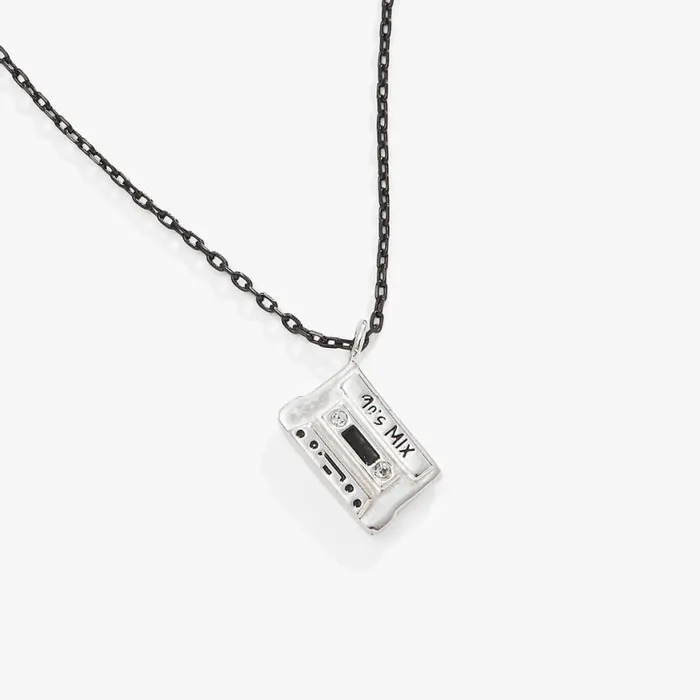 90s Nostalgia Cassette Necklace Silver Women Alex And Ani Necklaces