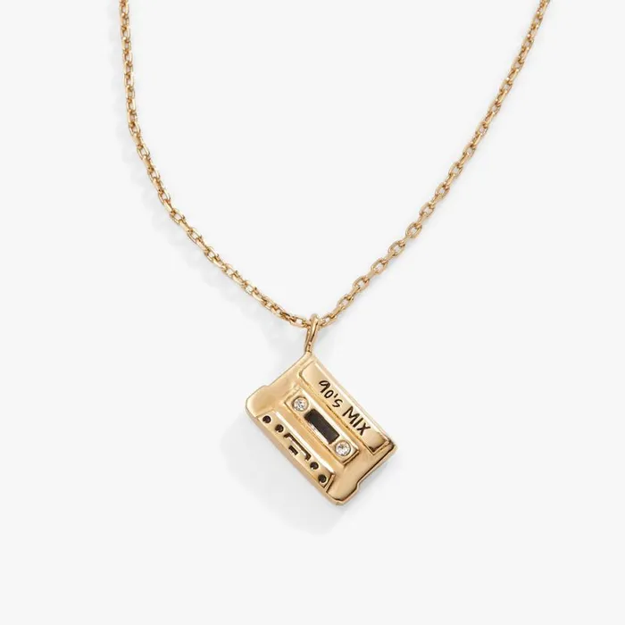 90s Nostalgia Cassette Necklace Silver Women Alex And Ani Necklaces