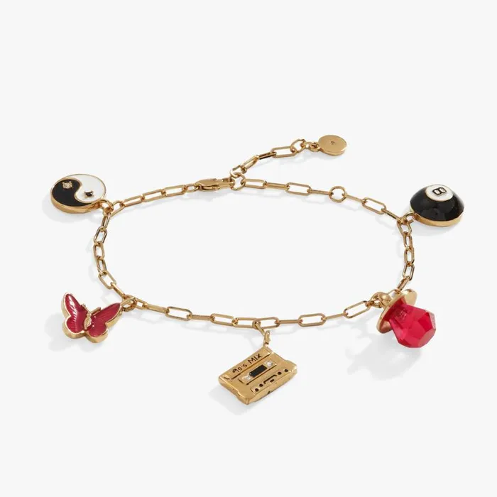 90s Nostalgia Charm Bracelet Gold Women Alex And Ani Halloween
