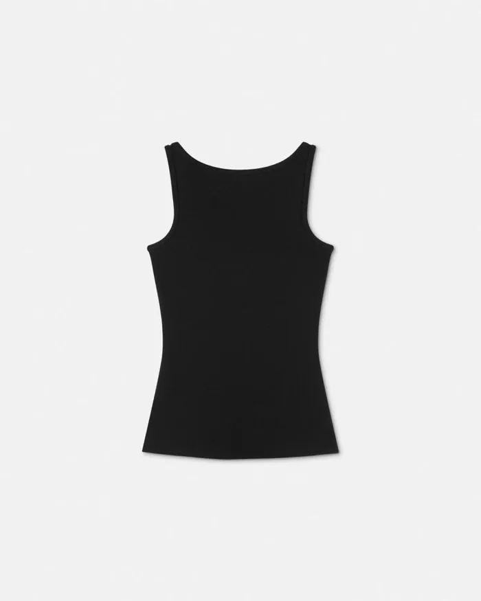 90s Vintage Logo Ribbed Tank Top Black Women Versace TShirts and Sweatshirts