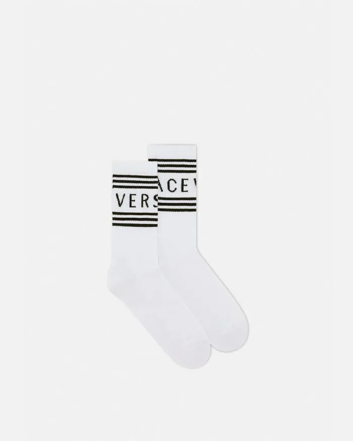 90s Vintage Logo Socks White WomenMen Versace Socks