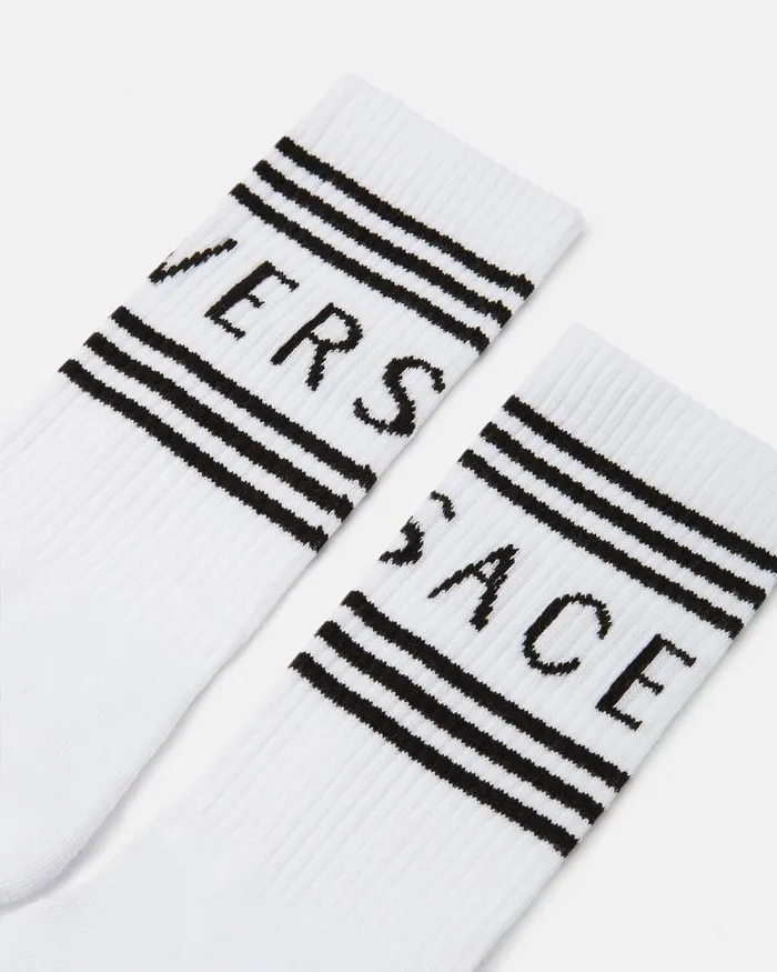 90s Vintage Logo Socks White WomenMen Versace Socks