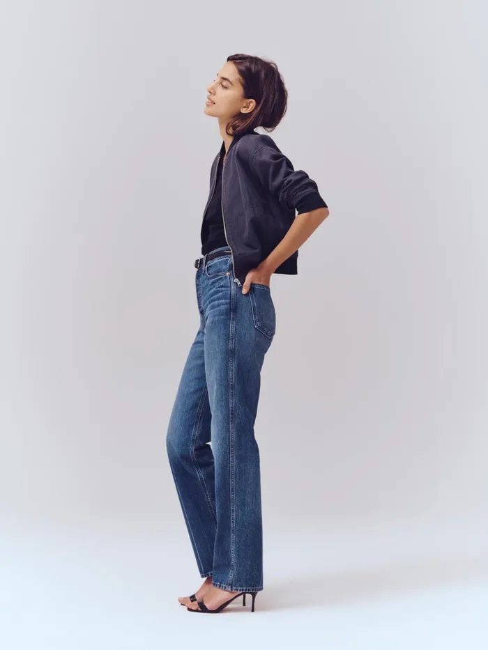 Alex Mill Denim Women Carla High Rise Straight Jean Vintage Dark Indigo