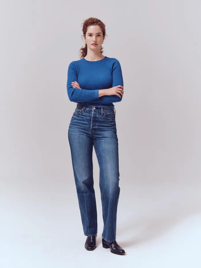 Alex Mill Denim Women Carla High Rise Straight Jean Vintage Dark Indigo