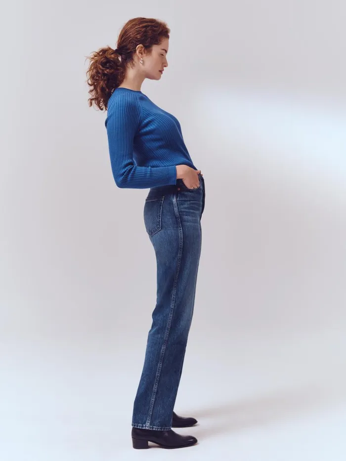 Alex Mill Denim Women Carla High Rise Straight Jean Vintage Dark Indigo