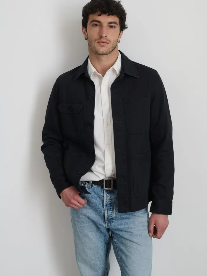 Alex Mill Jackets Coats Men Garment Dyed Work Jacket In Recycled Denim Washed Black