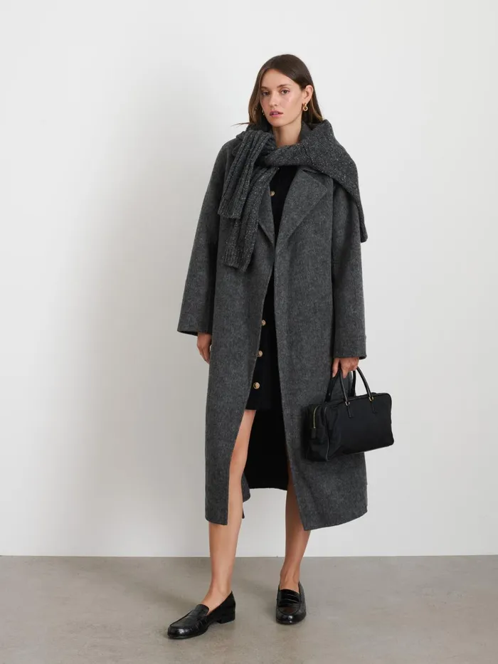Alex Mill Jackets Outerwear Women Georgia Wrap Coat In Wool Alpaca Dark Grey