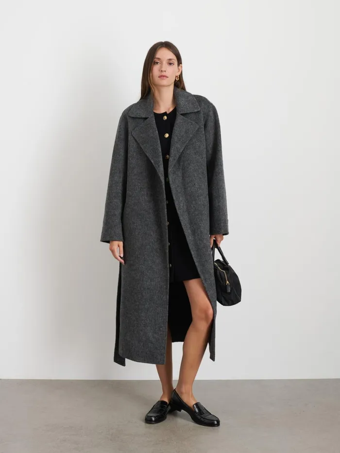 Alex Mill Jackets Outerwear Women Georgia Wrap Coat In Wool Alpaca Dark Grey