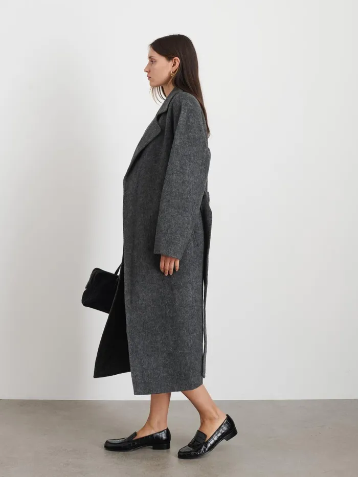 Alex Mill Jackets Outerwear Women Georgia Wrap Coat In Wool Alpaca Dark Grey