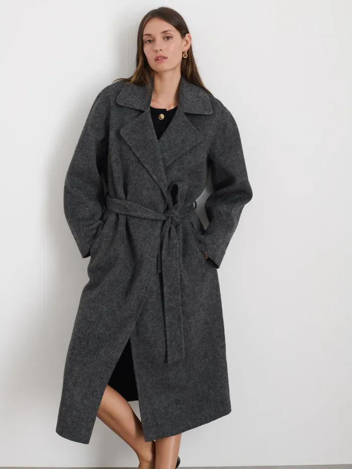 Alex Mill Jackets Outerwear Women Georgia Wrap Coat In Wool Alpaca Dark Grey