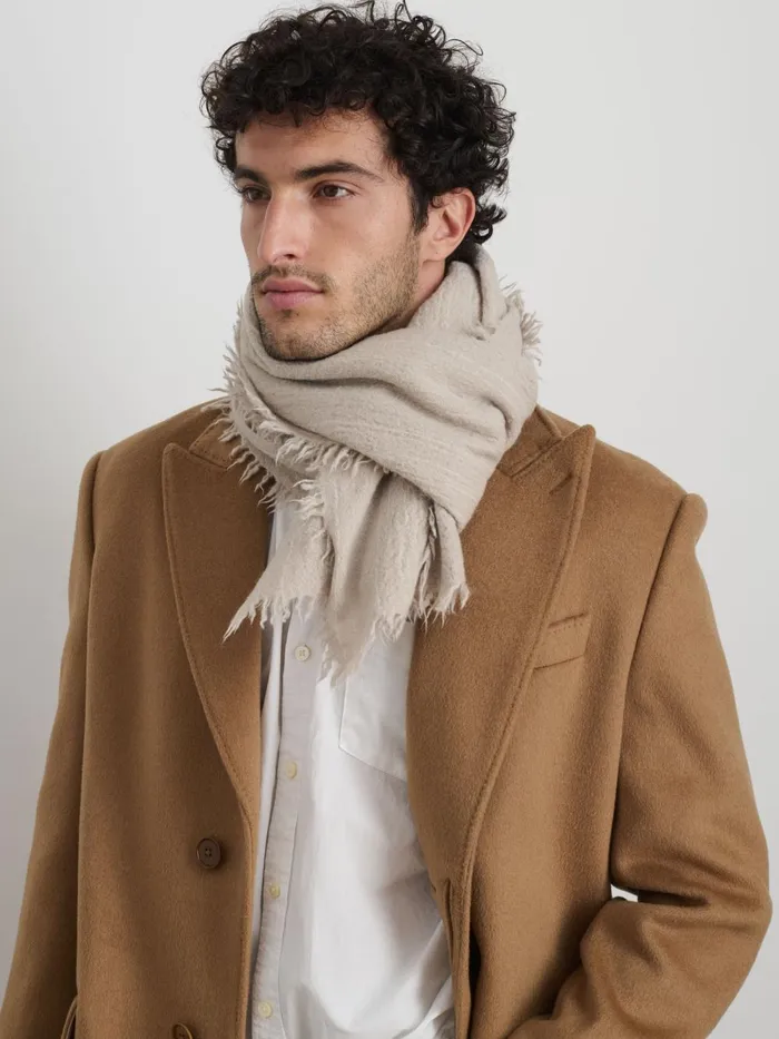 Alex Mill Men Jamie Boiled Wool Scarf Summer Linen