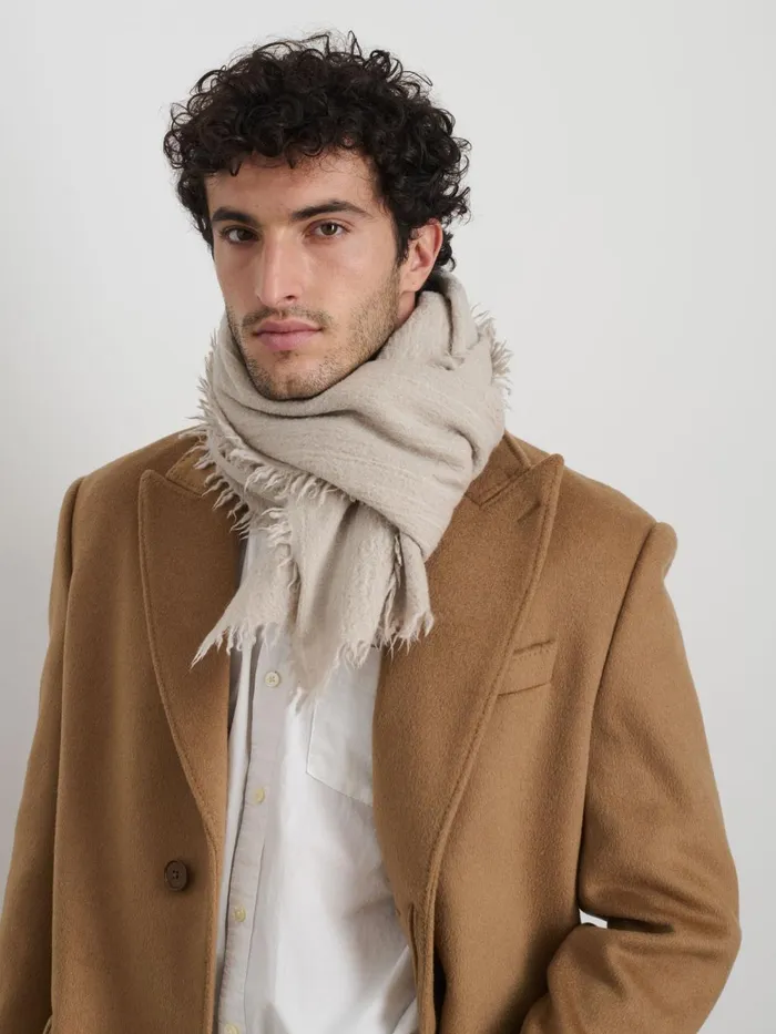Alex Mill Men Jamie Boiled Wool Scarf Summer Linen
