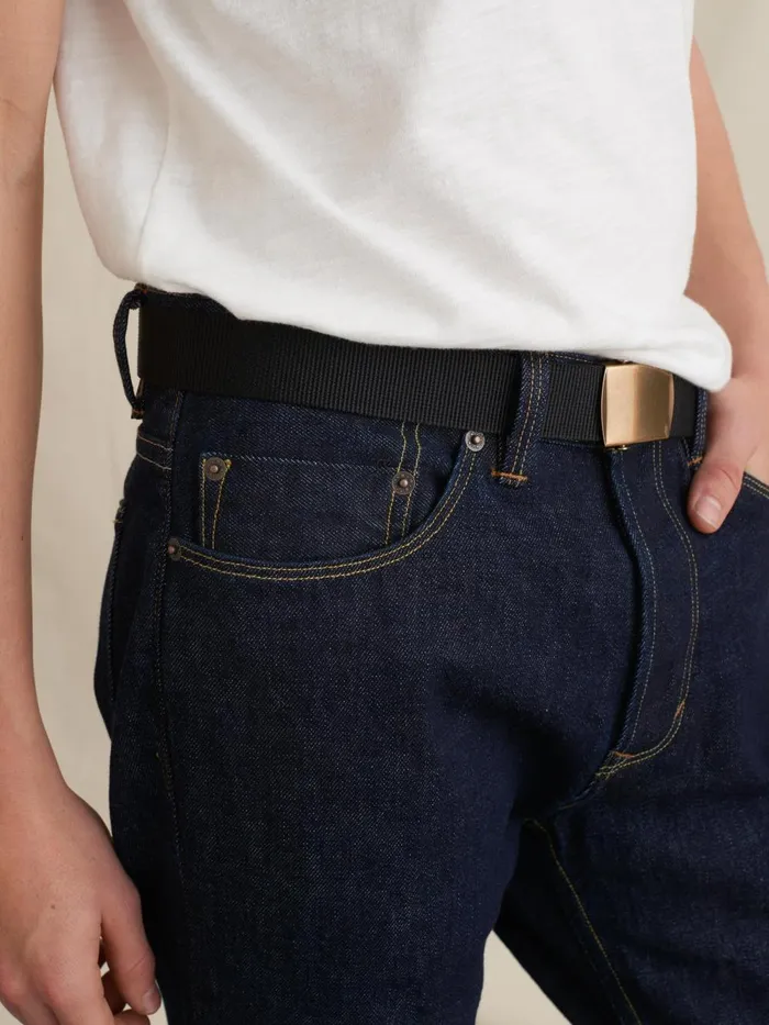 Alex Mill Men Solid Web Belt Black