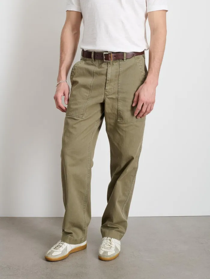 Alex Mill Pants Men Field Pant In Herringbone Vintage Olive