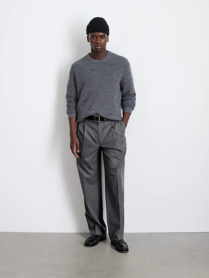 Alex Mill Pants Men Henry Pleated Trouser In Wool Flannel Charcoal