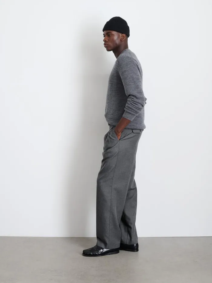 Alex Mill Pants Men Henry Pleated Trouser In Wool Flannel Charcoal