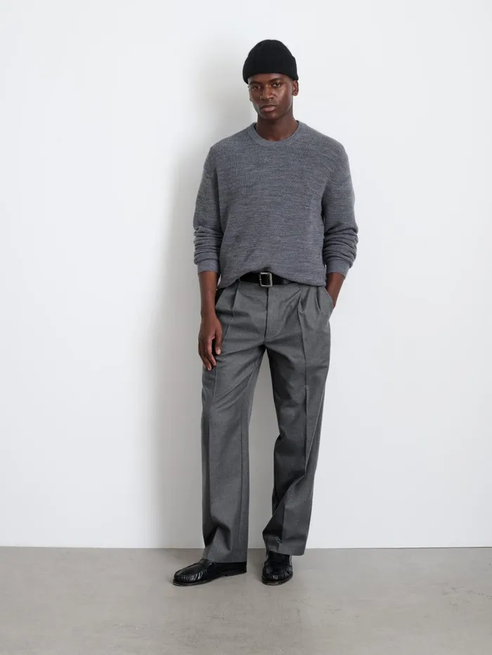 Alex Mill Pants Men Henry Pleated Trouser In Wool Flannel Charcoal
