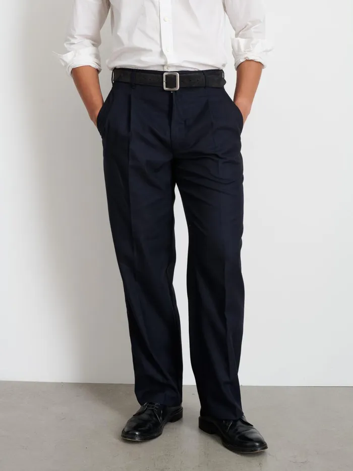 Alex Mill Pants Men Henry Pleated Trouser In Wool Flannel Navy