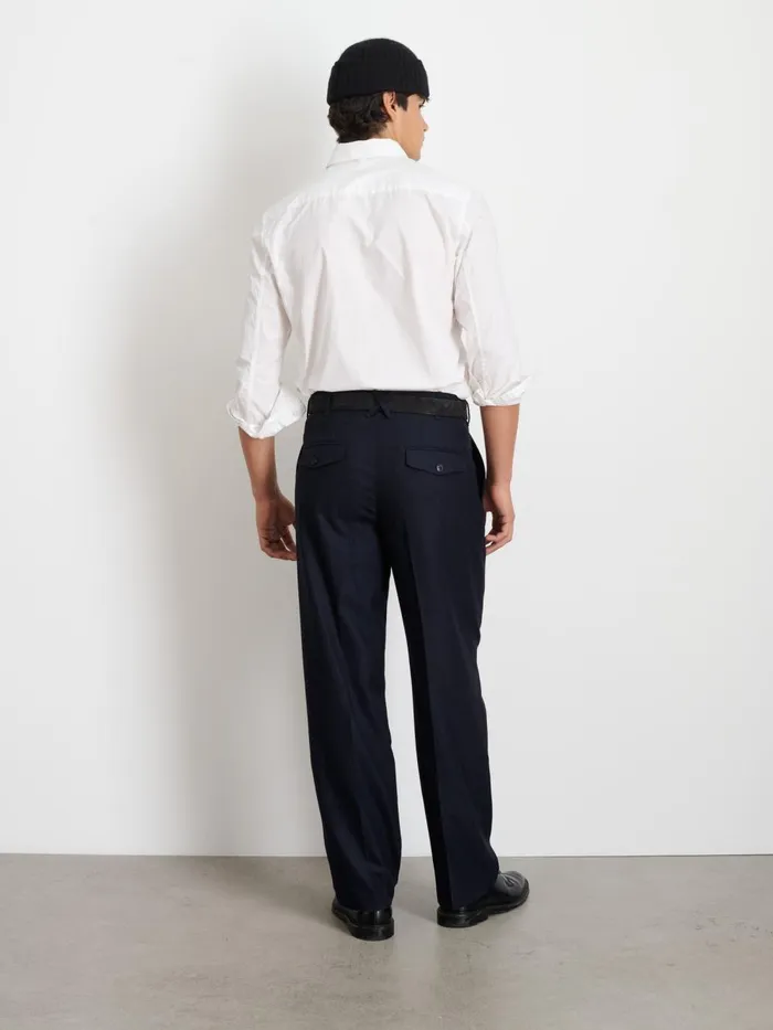 Alex Mill Pants Men Henry Pleated Trouser In Wool Flannel Navy
