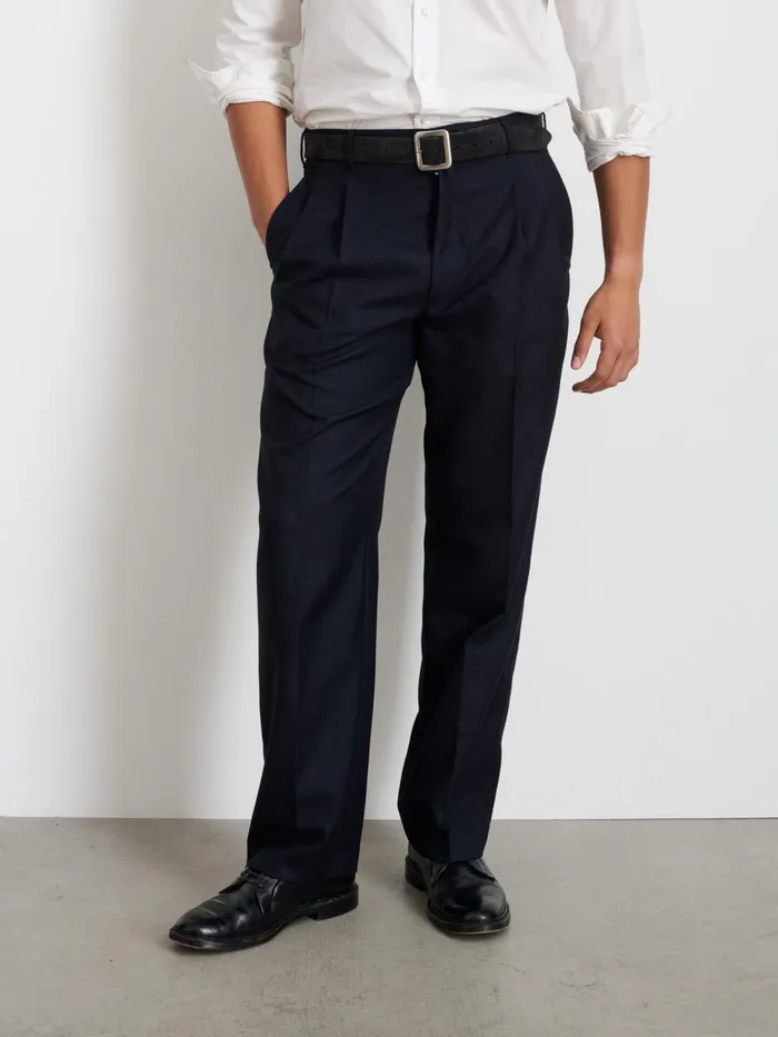 Alex Mill Pants Men Henry Pleated Trouser In Wool Flannel Navy