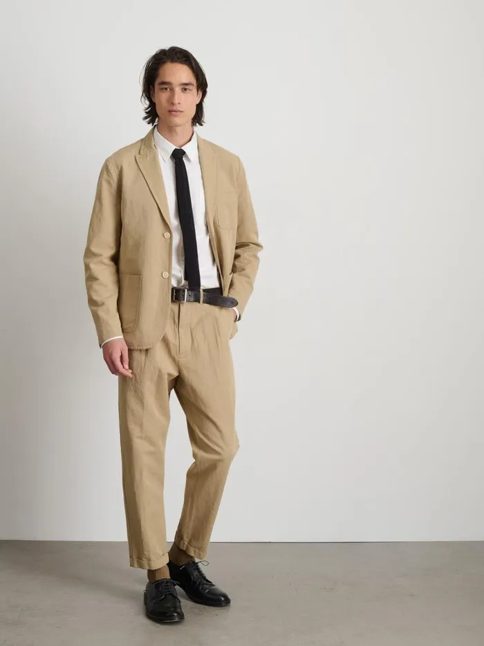 Alex Mill Pants Men Standard Pleated Pant In Cotton Linen Khaki