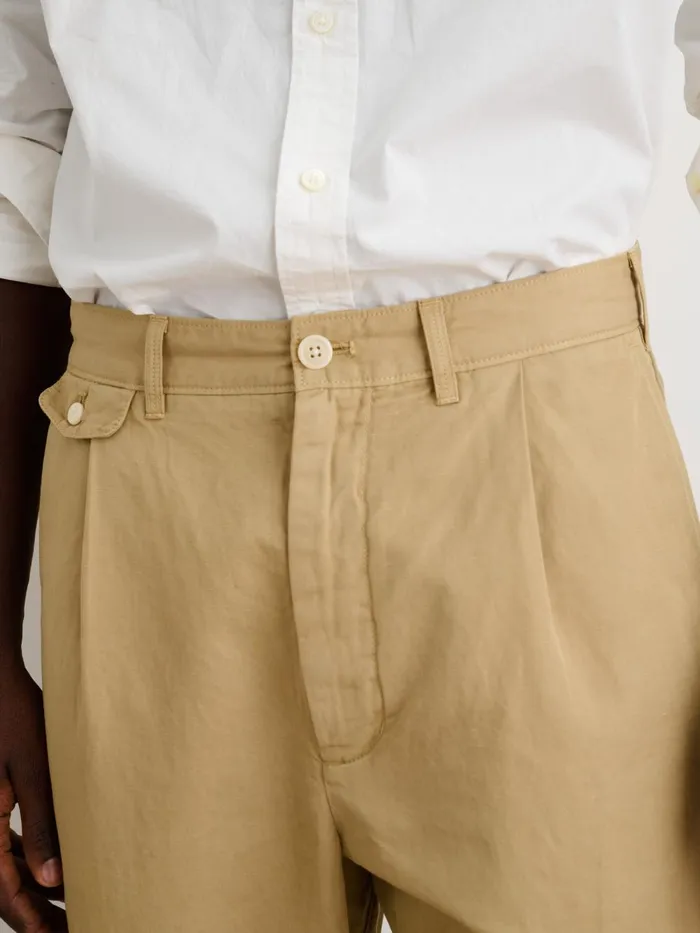 Alex Mill Pants Men Standard Pleated Pant In Cotton Linen Khaki