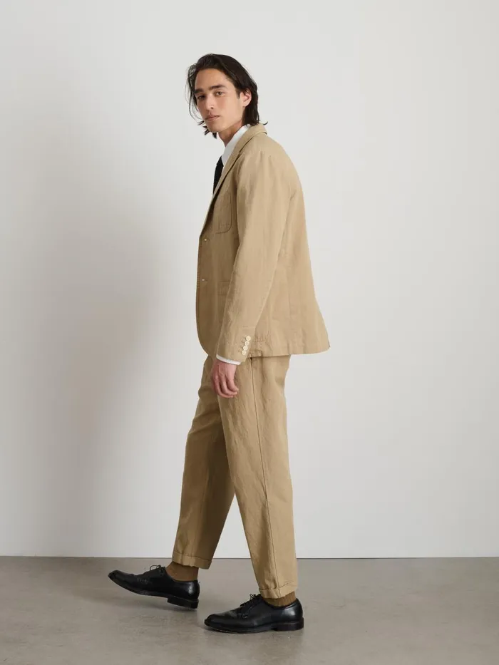 Alex Mill Pants Men Standard Pleated Pant In Cotton Linen Khaki