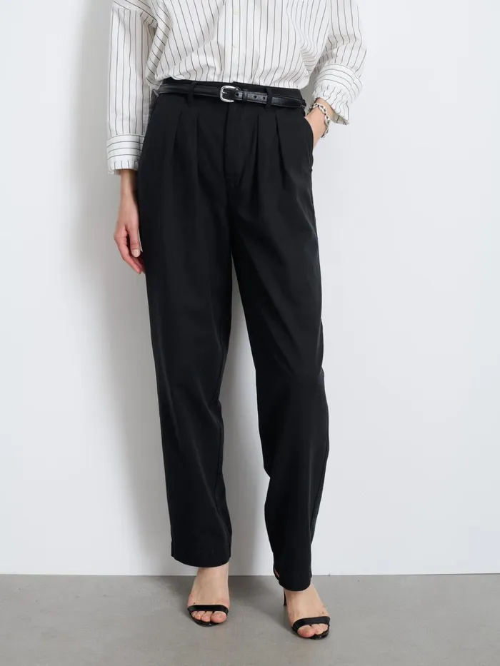 Alex Mill Pants Women Keaton Double Pleat Pant In Twill Rich Black