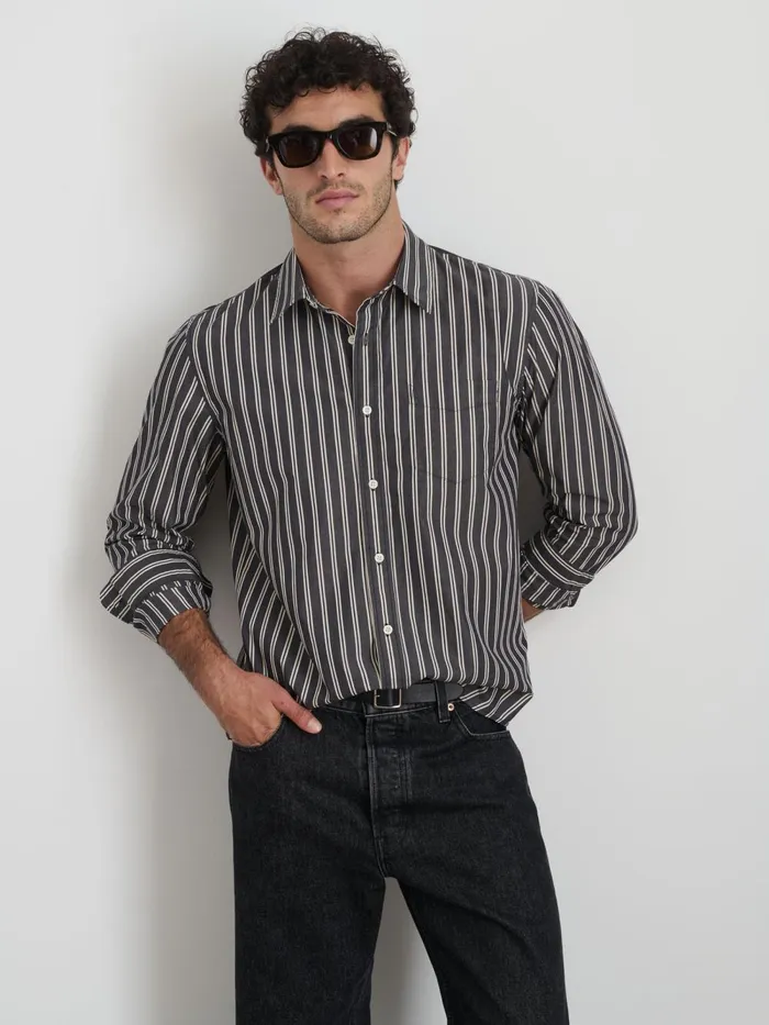 Alex Mill Shirts Men Mill Shirt In Halo Stripe Blackivory