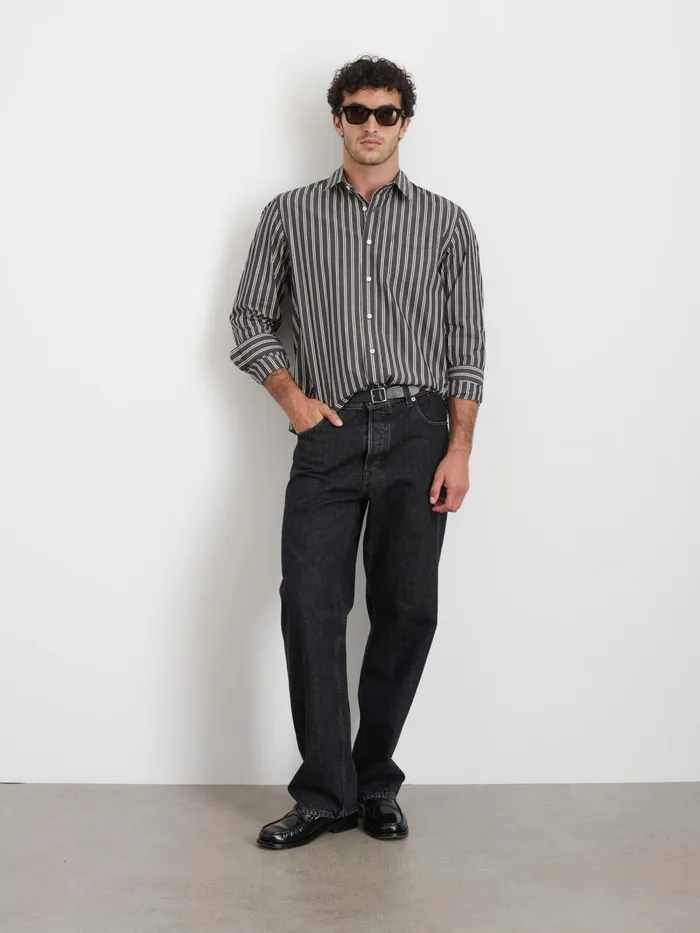 Alex Mill Shirts Men Mill Shirt In Halo Stripe Blackivory