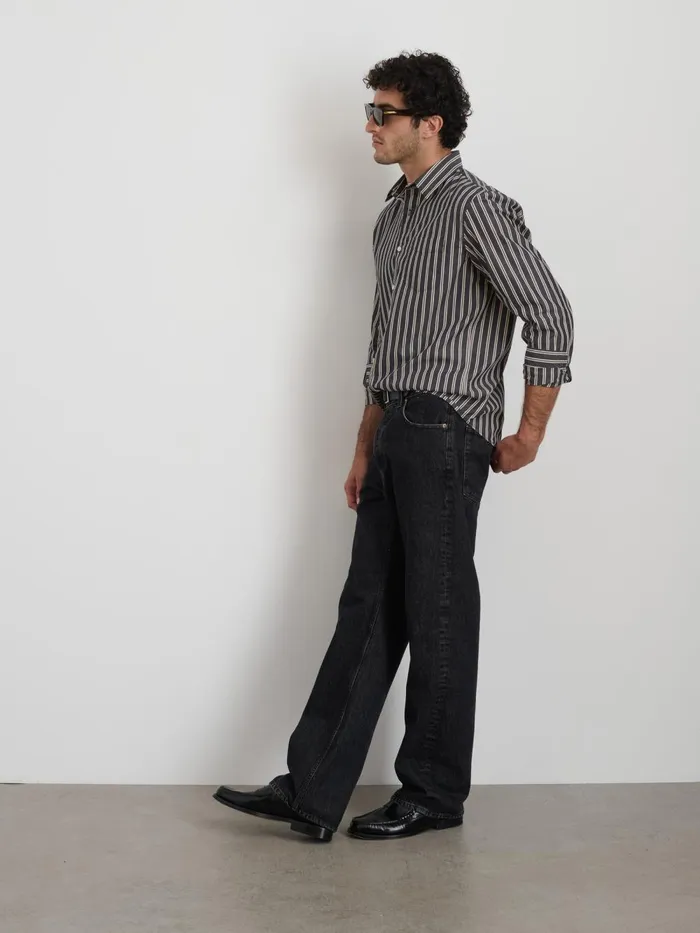 Alex Mill Shirts Men Mill Shirt In Halo Stripe Blackivory