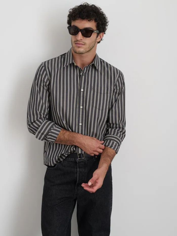 Alex Mill Shirts Men Mill Shirt In Halo Stripe Blackivory