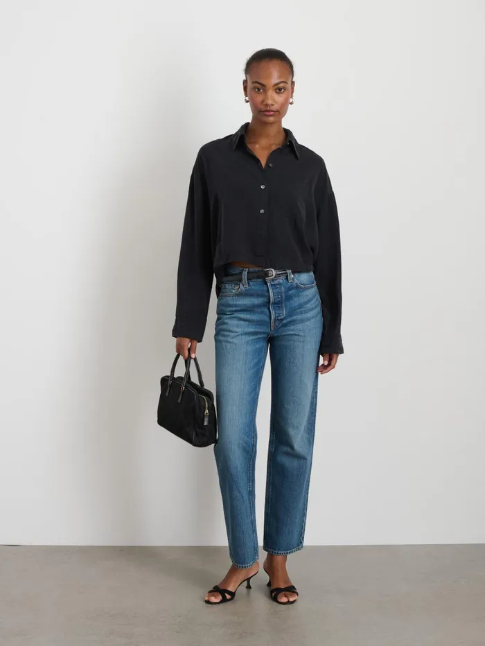Alex Mill Shirts Tops Women Cropped Gemma Shirt Rich Black