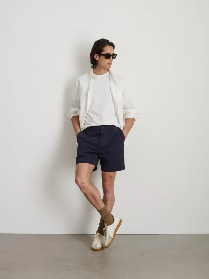 Alex Mill Shorts Men Flat Front Short In Vintage Washed Chino Dark Navy