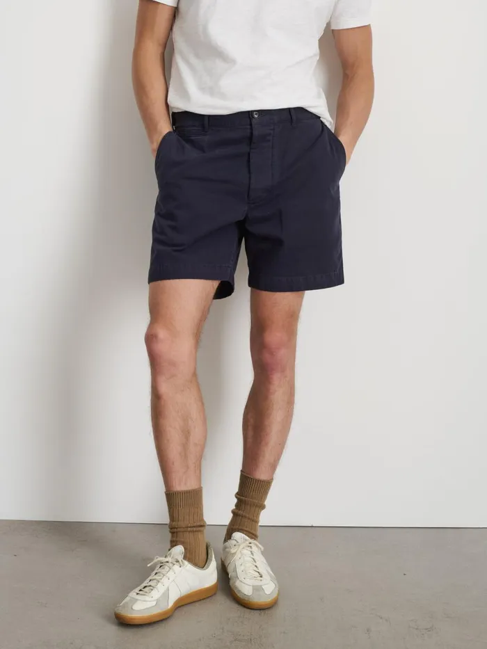 Alex Mill Shorts Men Flat Front Short In Vintage Washed Chino Dark Navy