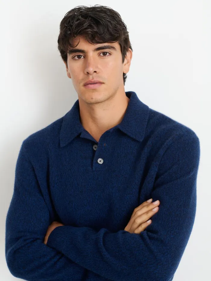 Alex Mill Sweaters Sweatshirts Men Jacob Polo Sweater In Cashmere Heather Navy