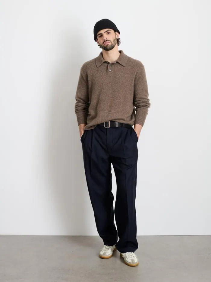 Alex Mill Sweaters Sweatshirts Men Jacob Polo Sweater In Cashmere Heather Walnut