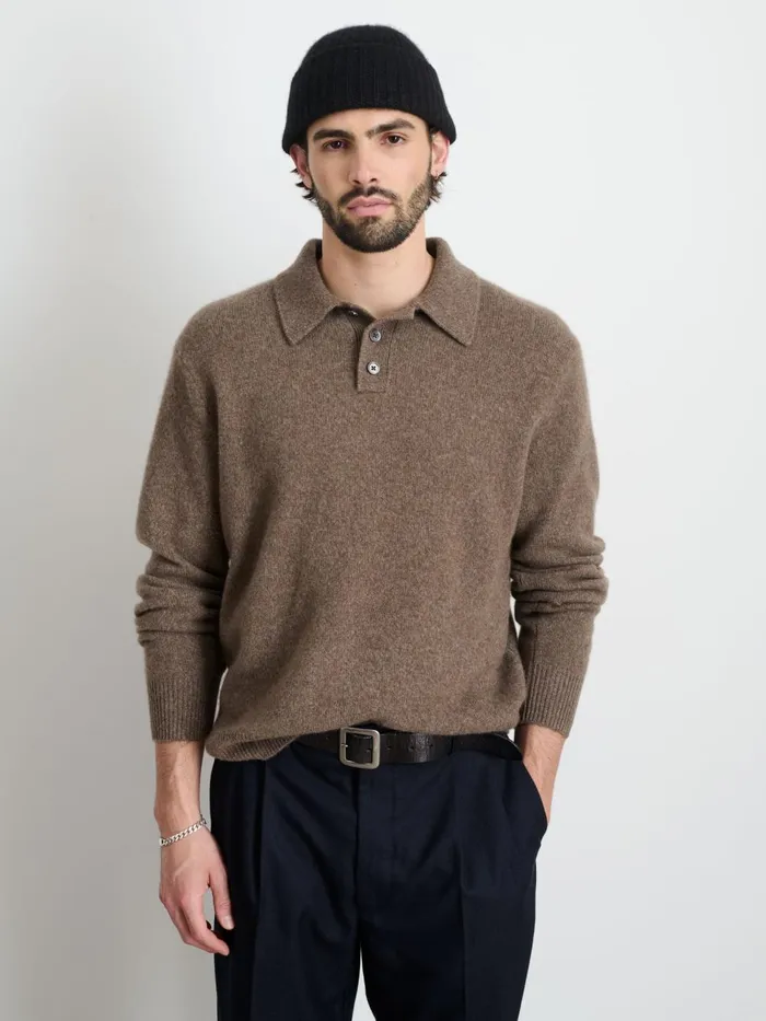 Alex Mill Sweaters Sweatshirts Men Jacob Polo Sweater In Cashmere Heather Walnut
