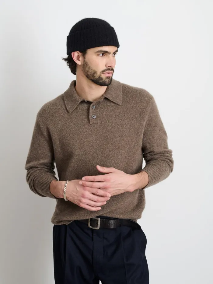 Alex Mill Sweaters Sweatshirts Men Jacob Polo Sweater In Cashmere Heather Walnut