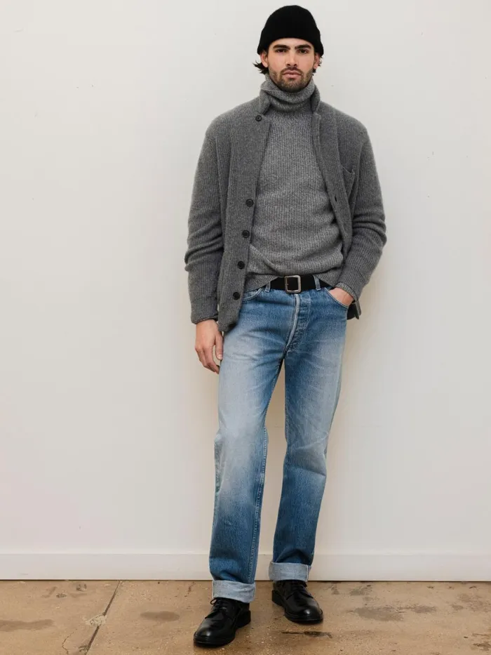 Alex Mill Sweaters Sweatshirts Men Mitchell Cardigan In Washed Cashmere Heather Pewter