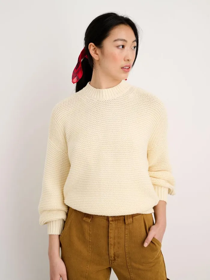 Alex Mill Sweaters Women ButtonBack Crewneck Sweater Ecru