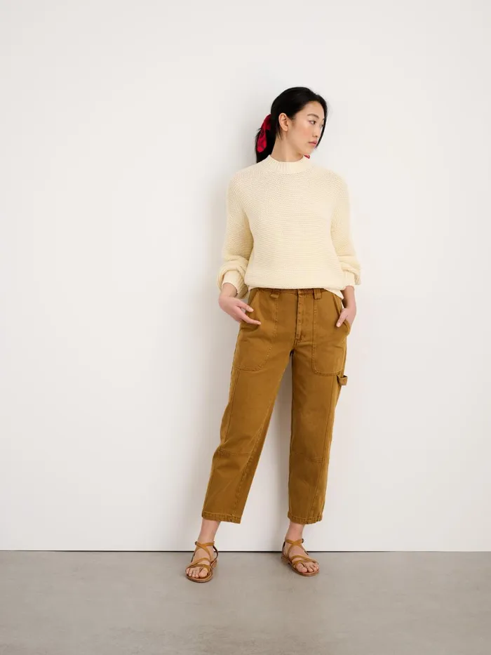 Alex Mill Sweaters Women ButtonBack Crewneck Sweater Ecru