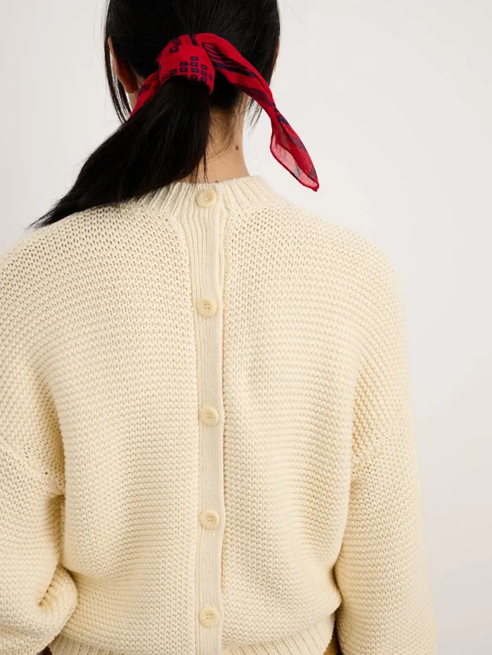 Alex Mill Sweaters Women ButtonBack Crewneck Sweater Ecru