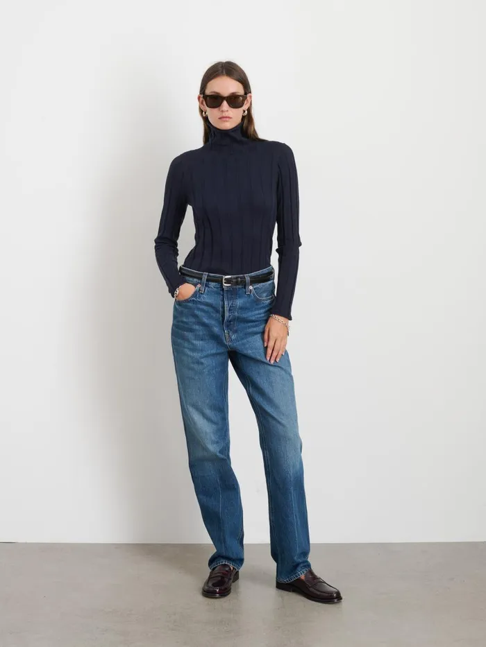 Alex Mill Sweaters Women Ellie Ribbed Turtleneck In Cotton Cashmere Navy Alex Mill Sweaters Women Ellie Ribbed Turtleneck In Cotton Cashmere Navy