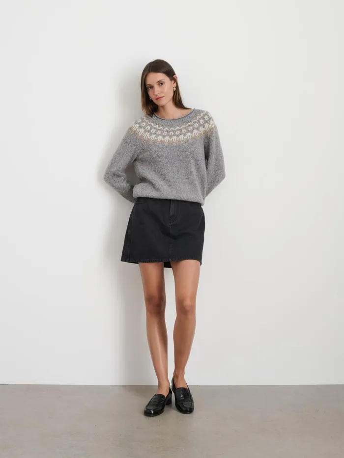 Alex Mill Sweaters Women Jamie Fair Isle Sweater Heather Grey